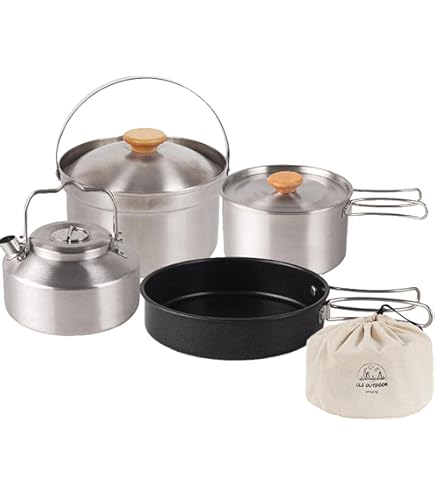 Amazon | クッカーセット アルコールストーブ 2in1 携帯便利 収納袋